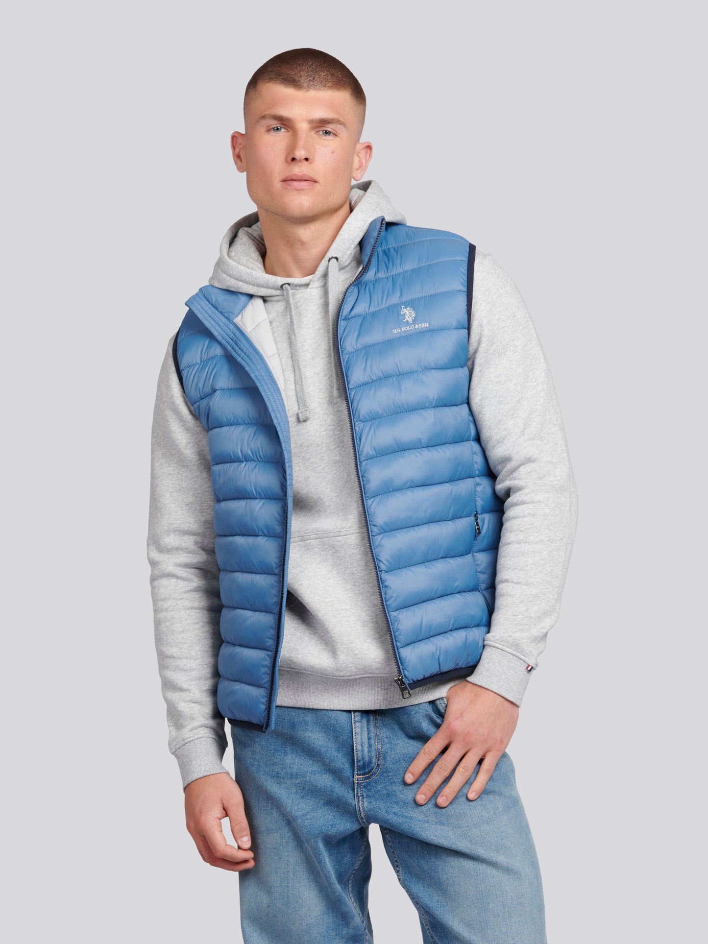 Mens Bound Quilted Gilet Blue Horizon