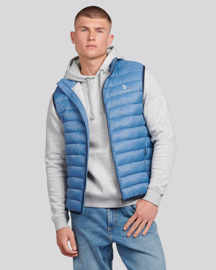 Mens Bound Quilted Gilet Blue Horizon