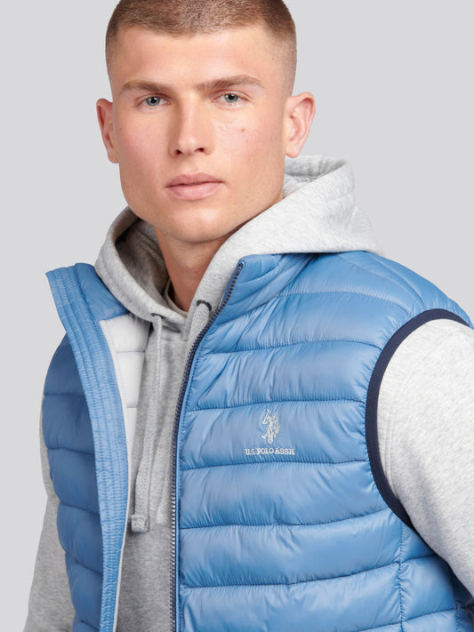 Mens Bound Quilted Gilet Blue Horizon