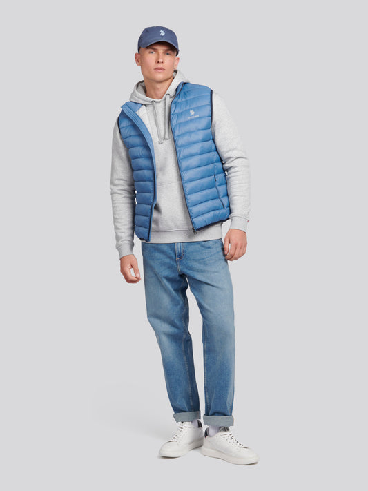 Mens Bound Quilted Gilet Blue Horizon