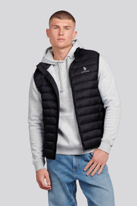 Mens Bound Quilted Gilet in Black Bright White DHM