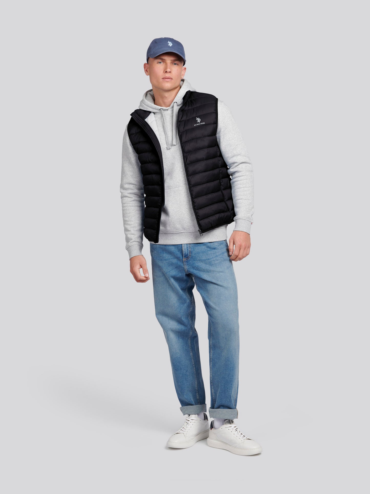 Mens Bound Quilted Gilet in Black Bright White DHM