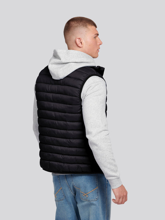 Mens Bound Quilted Gilet in Black Bright White DHM