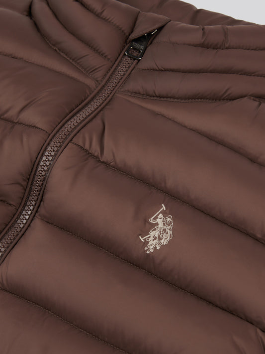 Mens Bound Quilted Gilet in Chocolate Martini