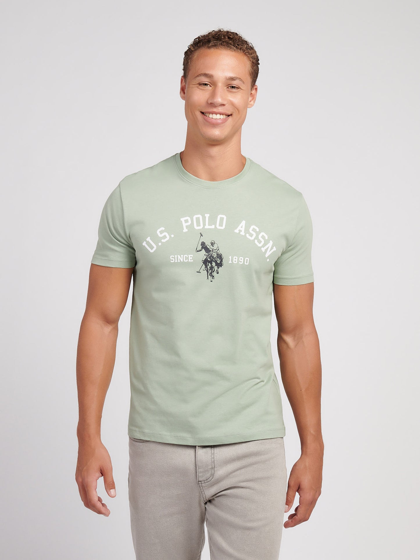 Mens Signature Arch Print T-Shirt in Iceberg Green