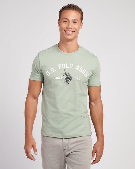 Mens Signature Arch Print T-Shirt in Iceberg Green