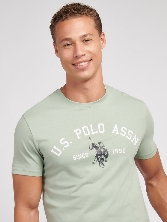Mens Signature Arch Print T-Shirt in Iceberg Green