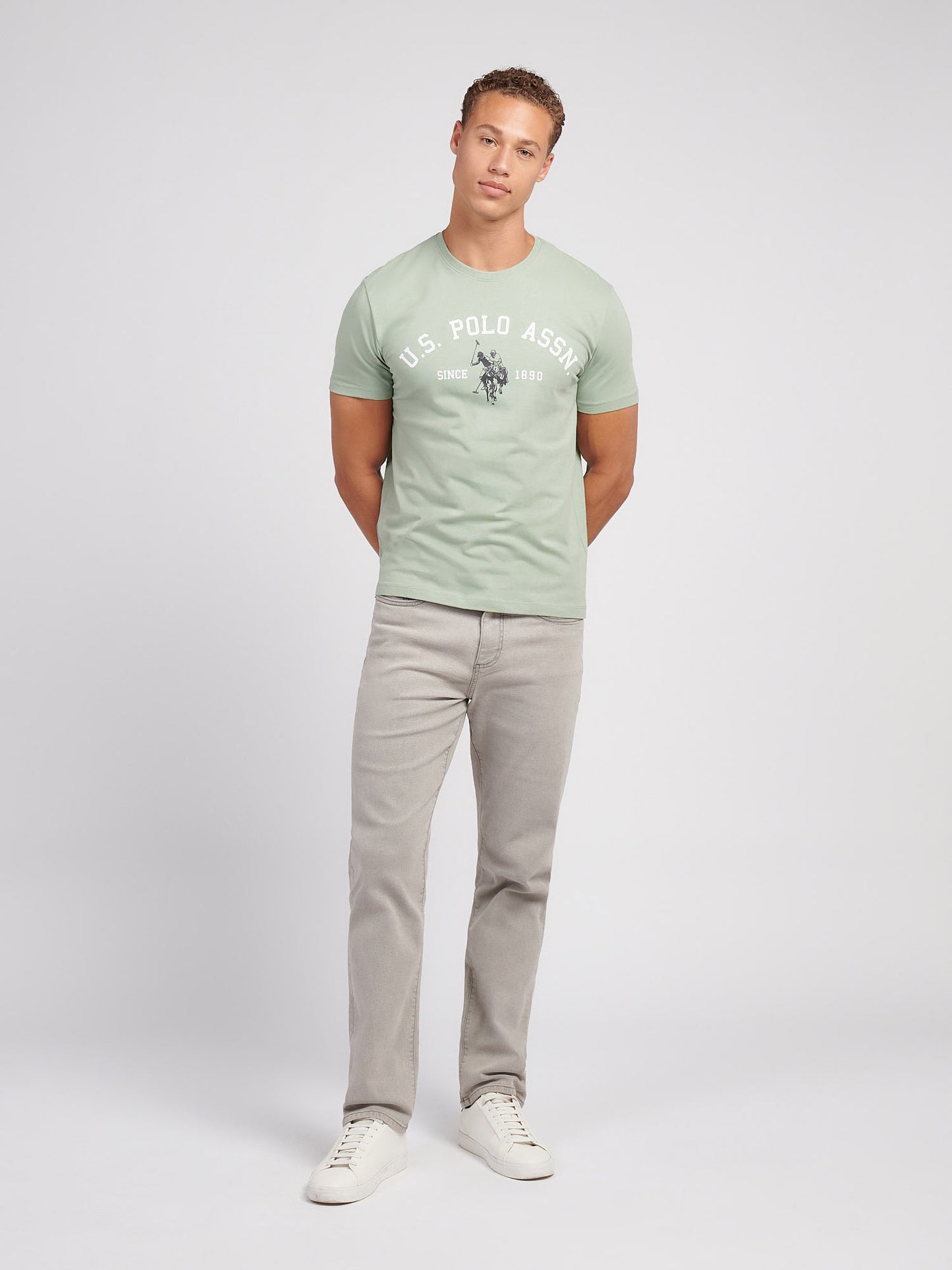 Mens Signature Arch Print T-Shirt in Iceberg Green