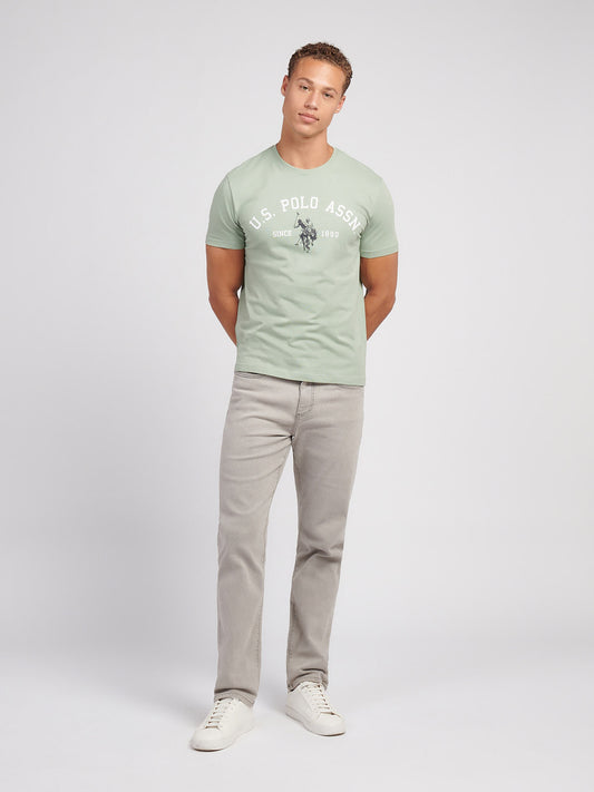 Mens Signature Arch Print T-Shirt in Iceberg Green