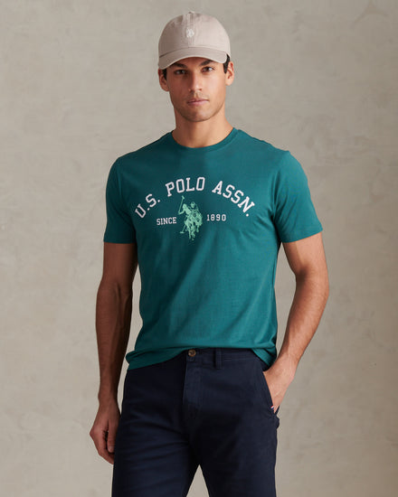 Mens Signature Arch Print T-Shirt Mediterranea