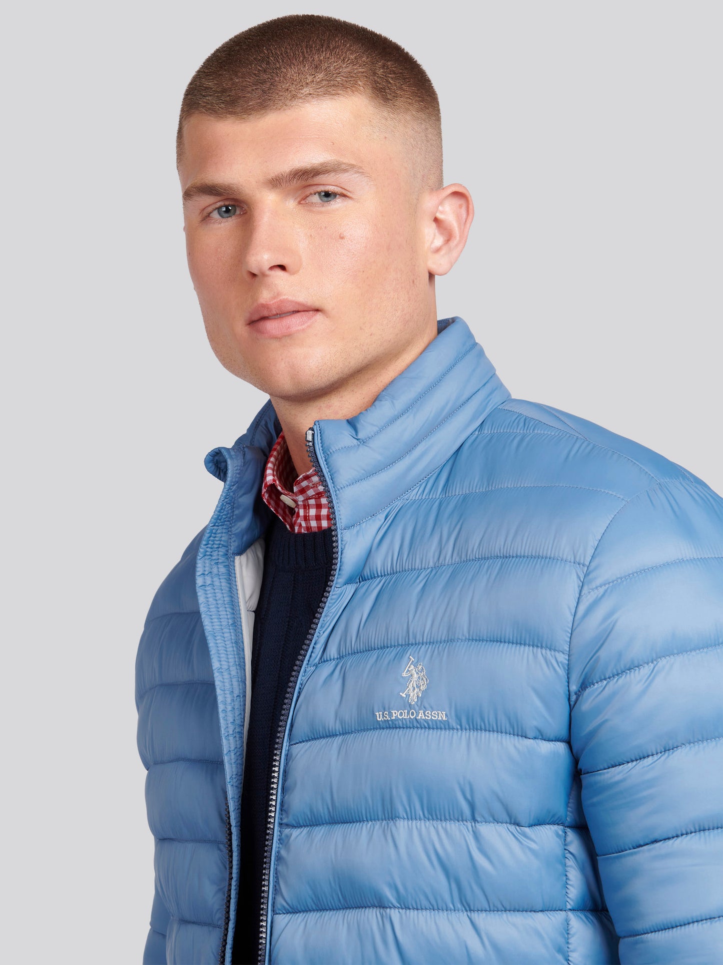 Mens Lightweight Bound Quilted Jacket in Blue Horizon