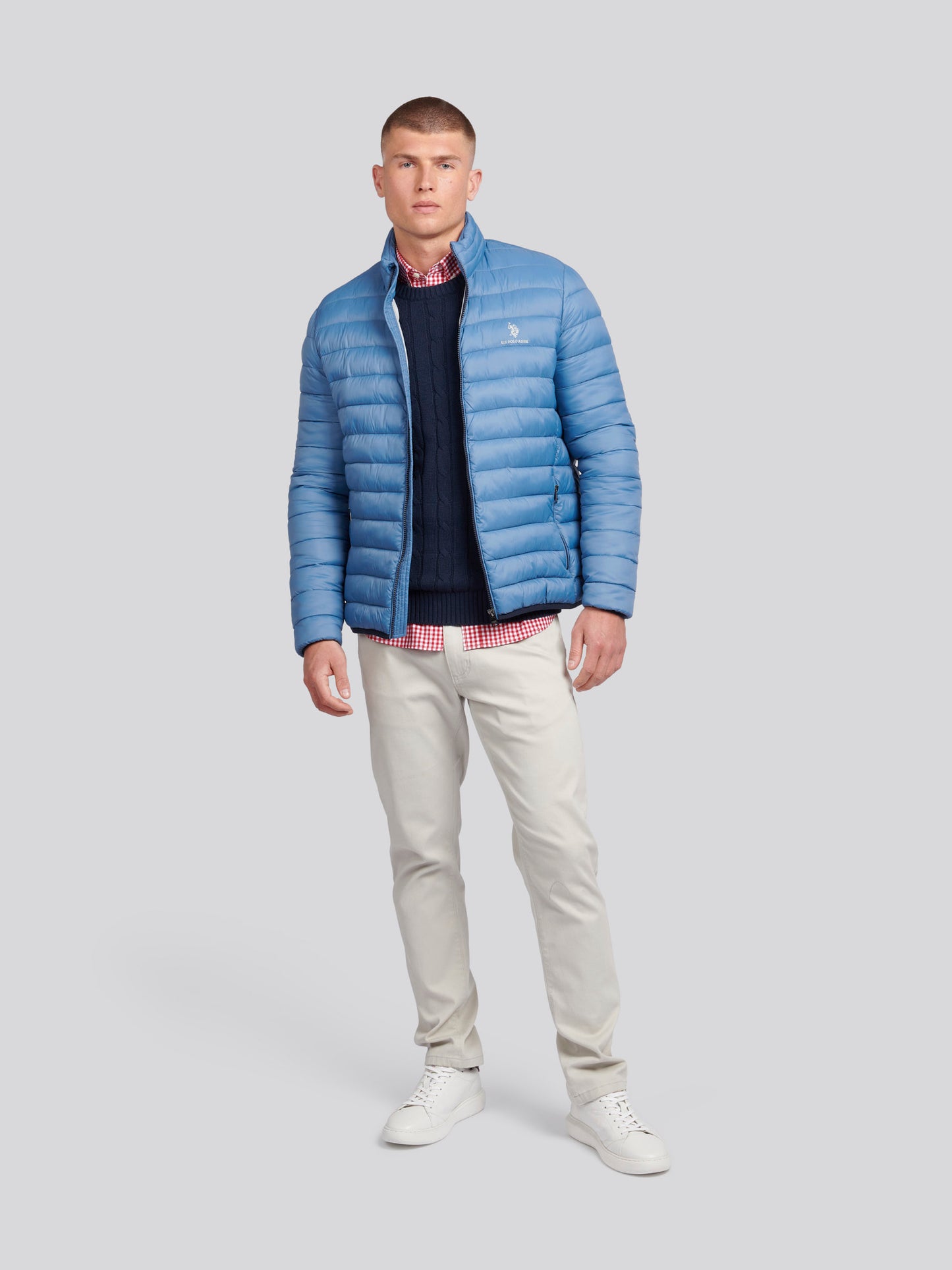 Mens Lightweight Bound Quilted Jacket in Blue Horizon