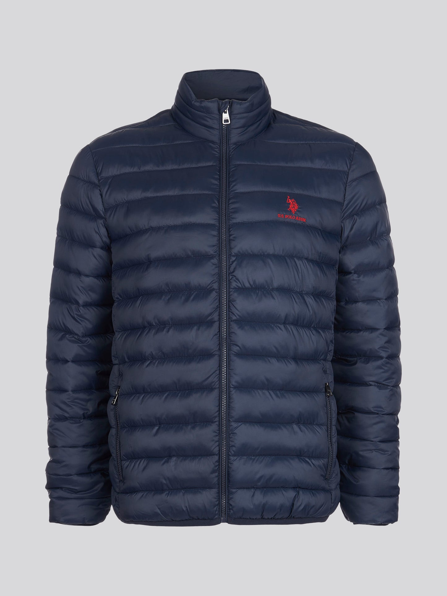 Mens Lightweight Bound Quilted Jacket in Dark Sapphire Navy / Haute Red DHM