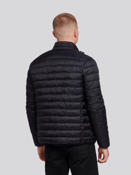 Mens Lightweight Bound Quilted Jacket in Black Bright White DHM