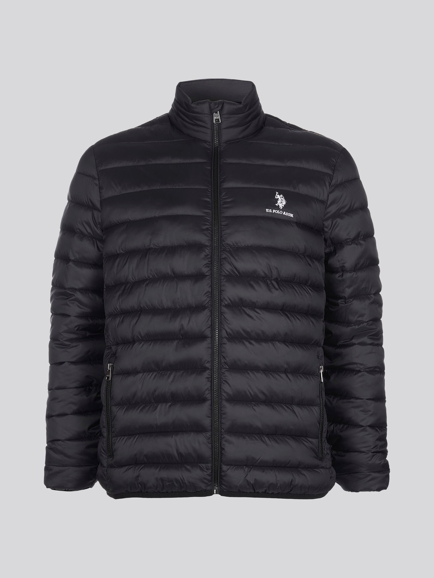 Mens Lightweight Bound Quilted Jacket in Black Bright White DHM