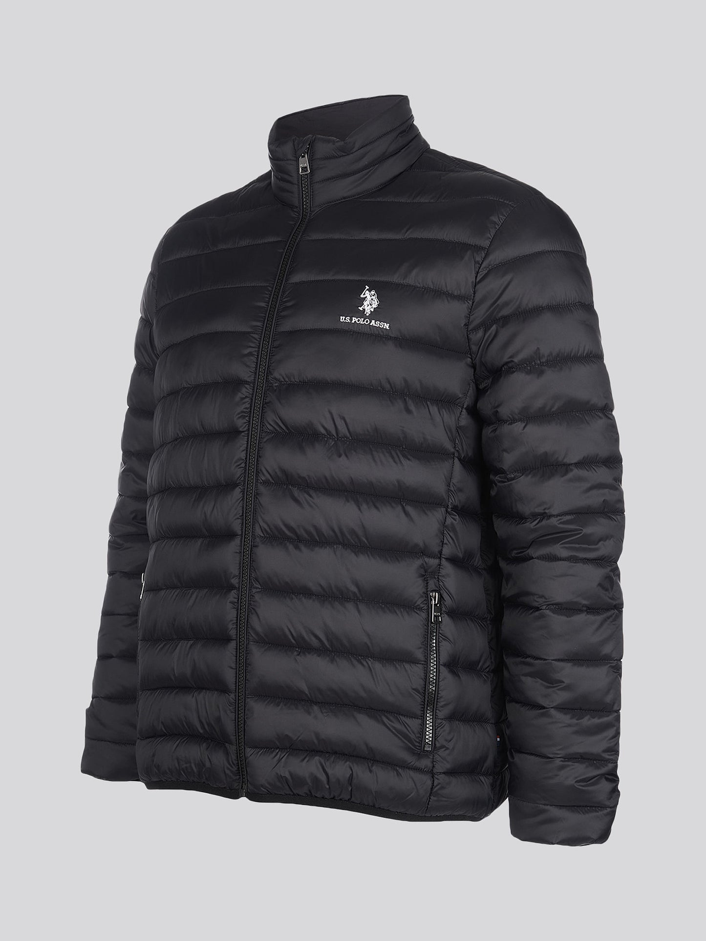 Mens Lightweight Bound Quilted Jacket in Black Bright White DHM