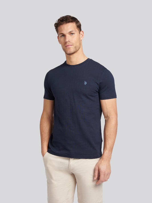 Mens Vertical Texture T-Shirt in Dark Sapphire Navy