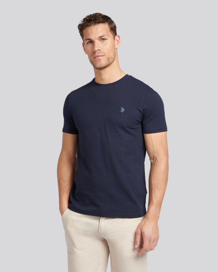 Mens Vertical Texture T-Shirt in Dark Sapphire Navy