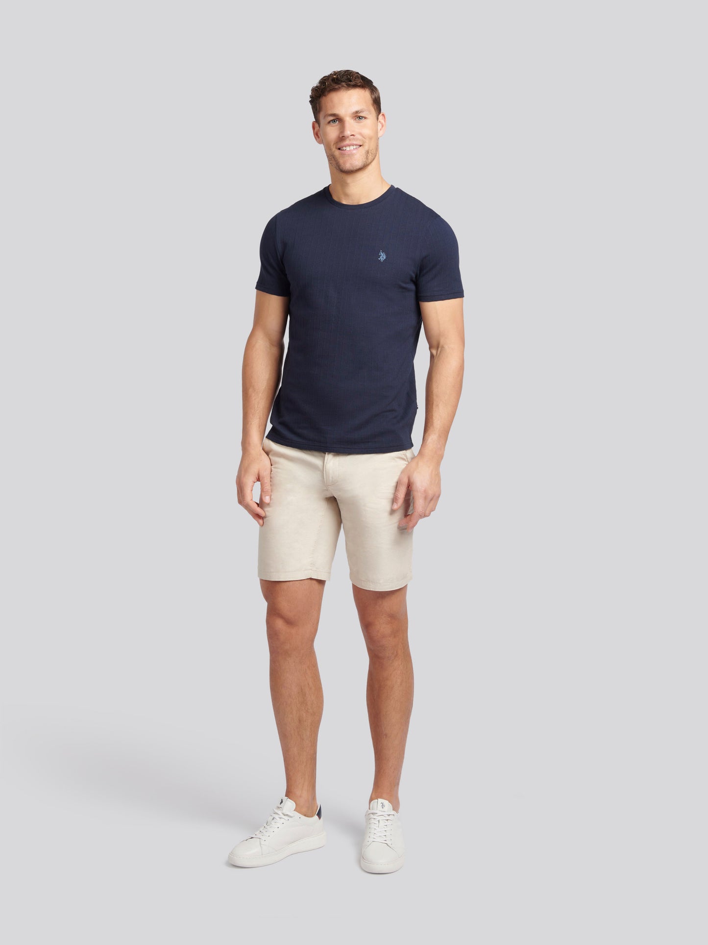 Mens Vertical Texture T-Shirt in Dark Sapphire Navy