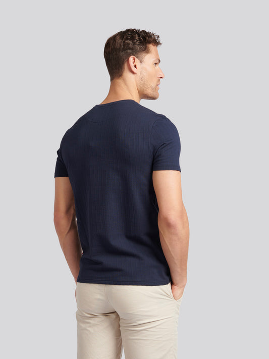 Mens Vertical Texture T-Shirt in Dark Sapphire Navy