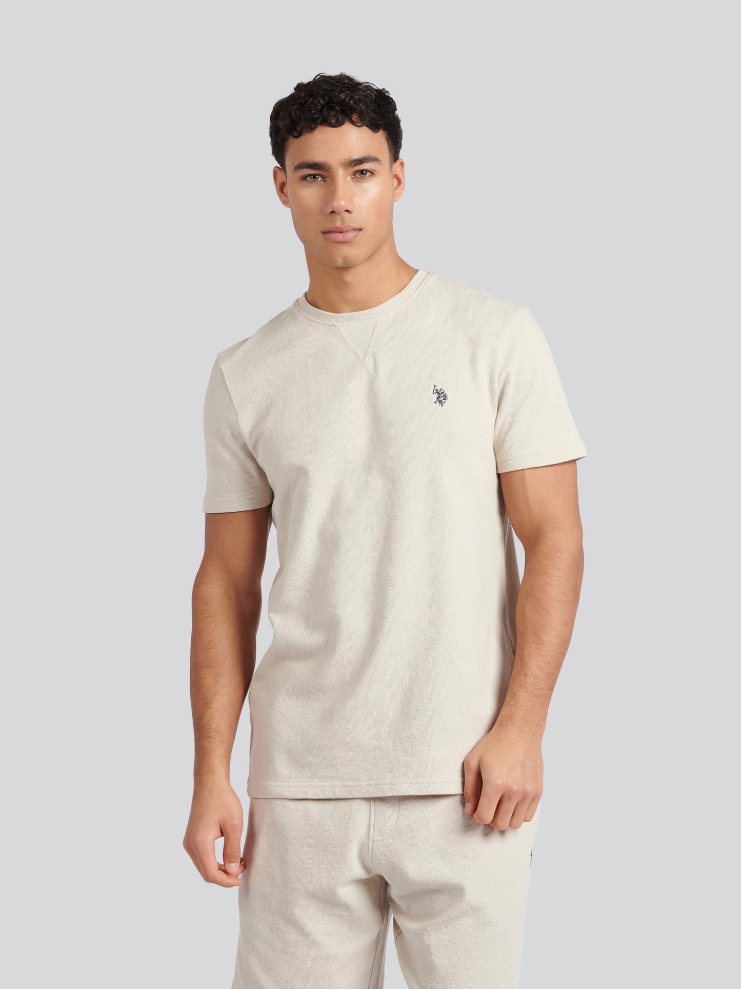 Mens Textured Terry T-Shirt in French Oak
