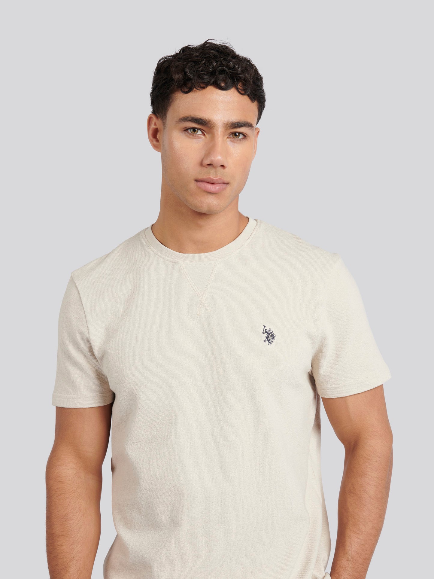 Mens Textured Terry T-Shirt in French Oak