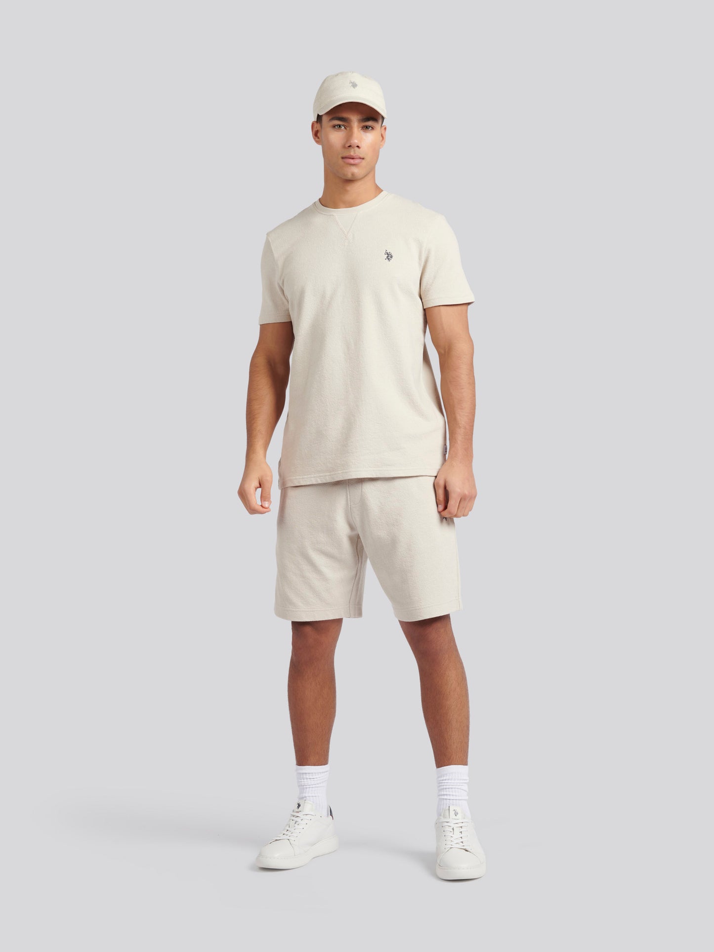 Mens Textured Terry T-Shirt in French Oak
