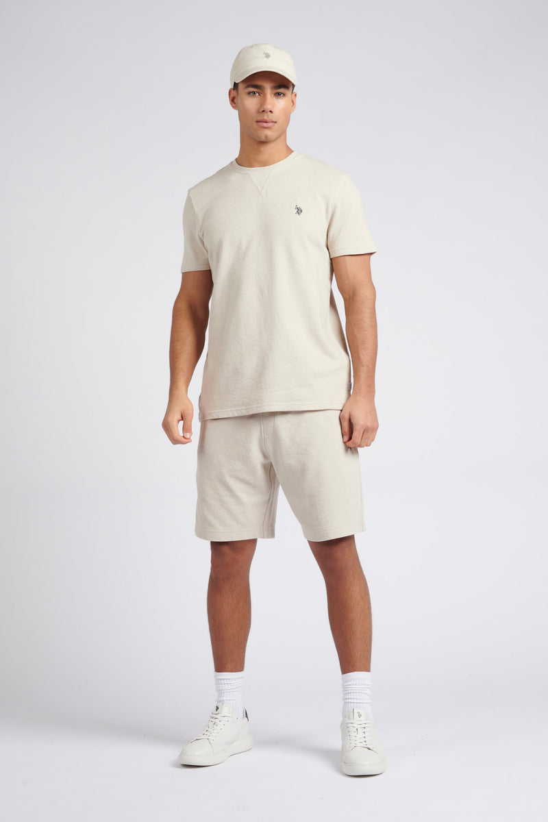 Mens Classic Fit Textured Terry T-Shirt in French Oak