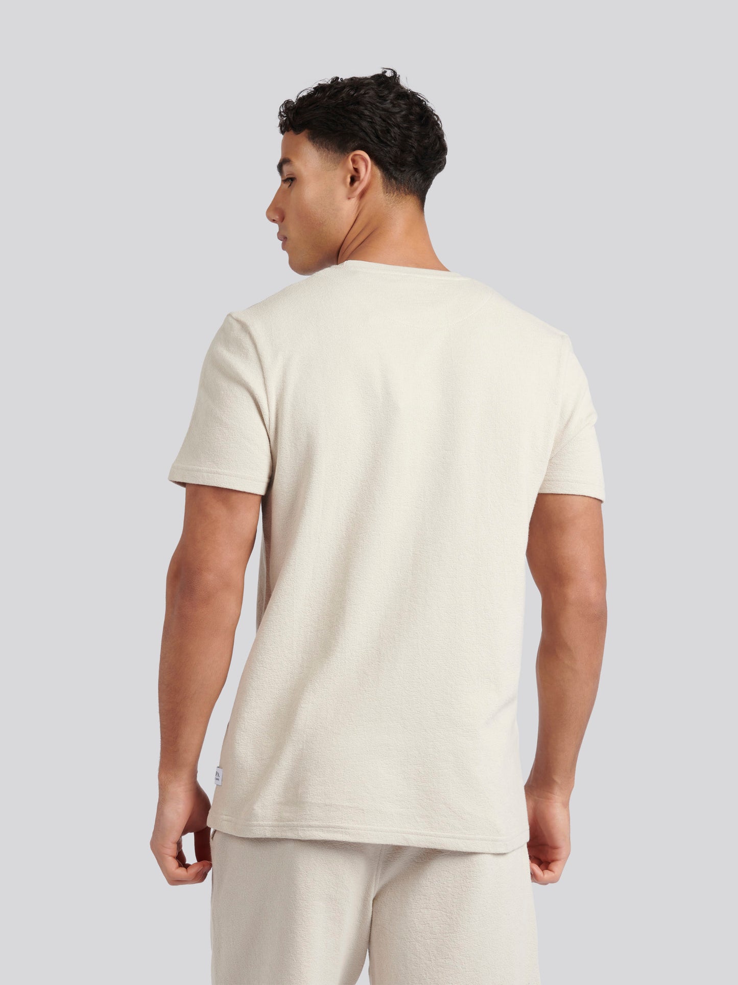Mens Textured Terry T-Shirt in French Oak
