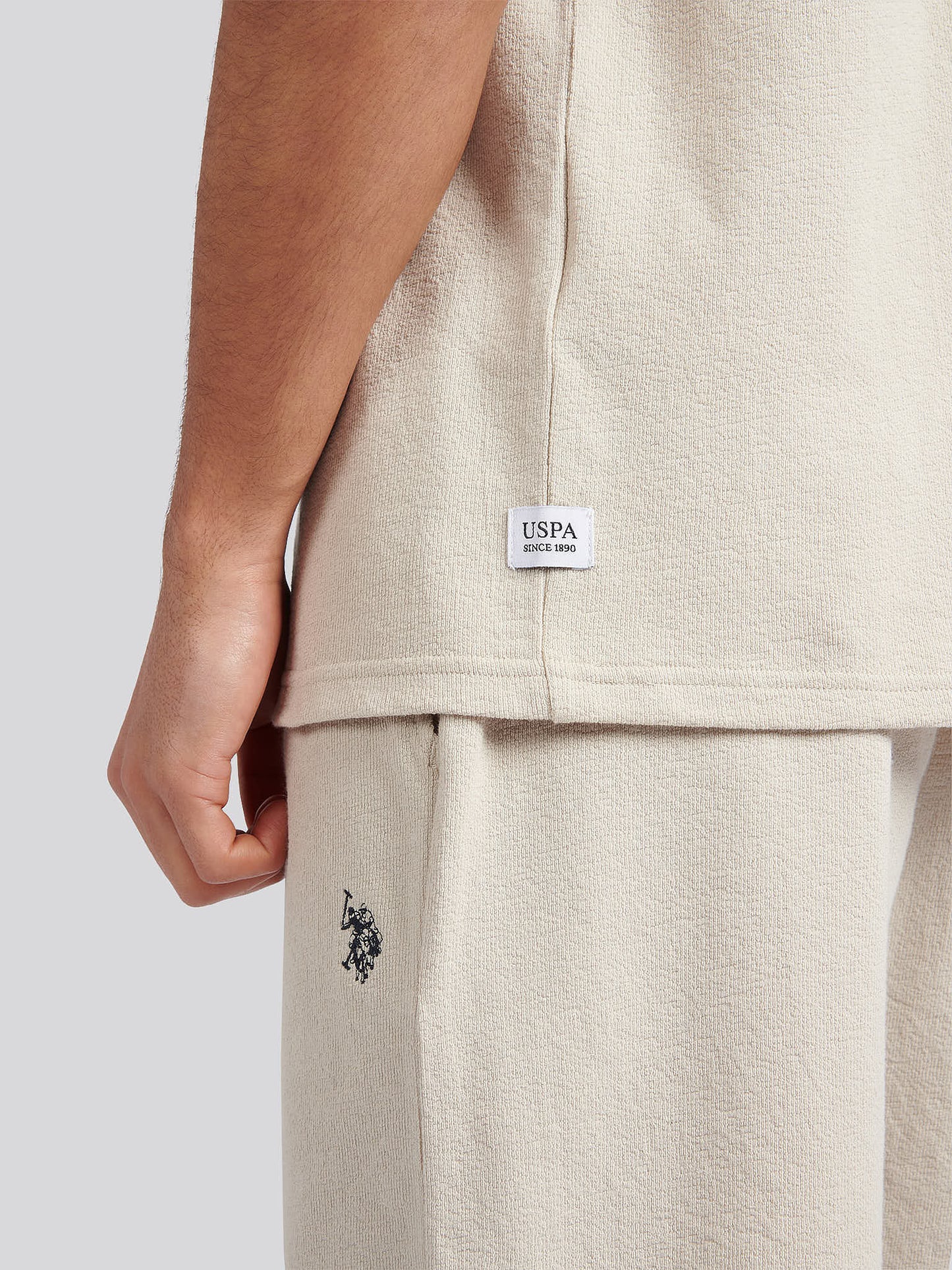 Mens Textured Terry T-Shirt in French Oak