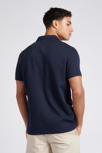 Mens Regular Fit Twill Short Sleeve Shirt in Dark Sapphire Navy / Moonlight Blue DHM