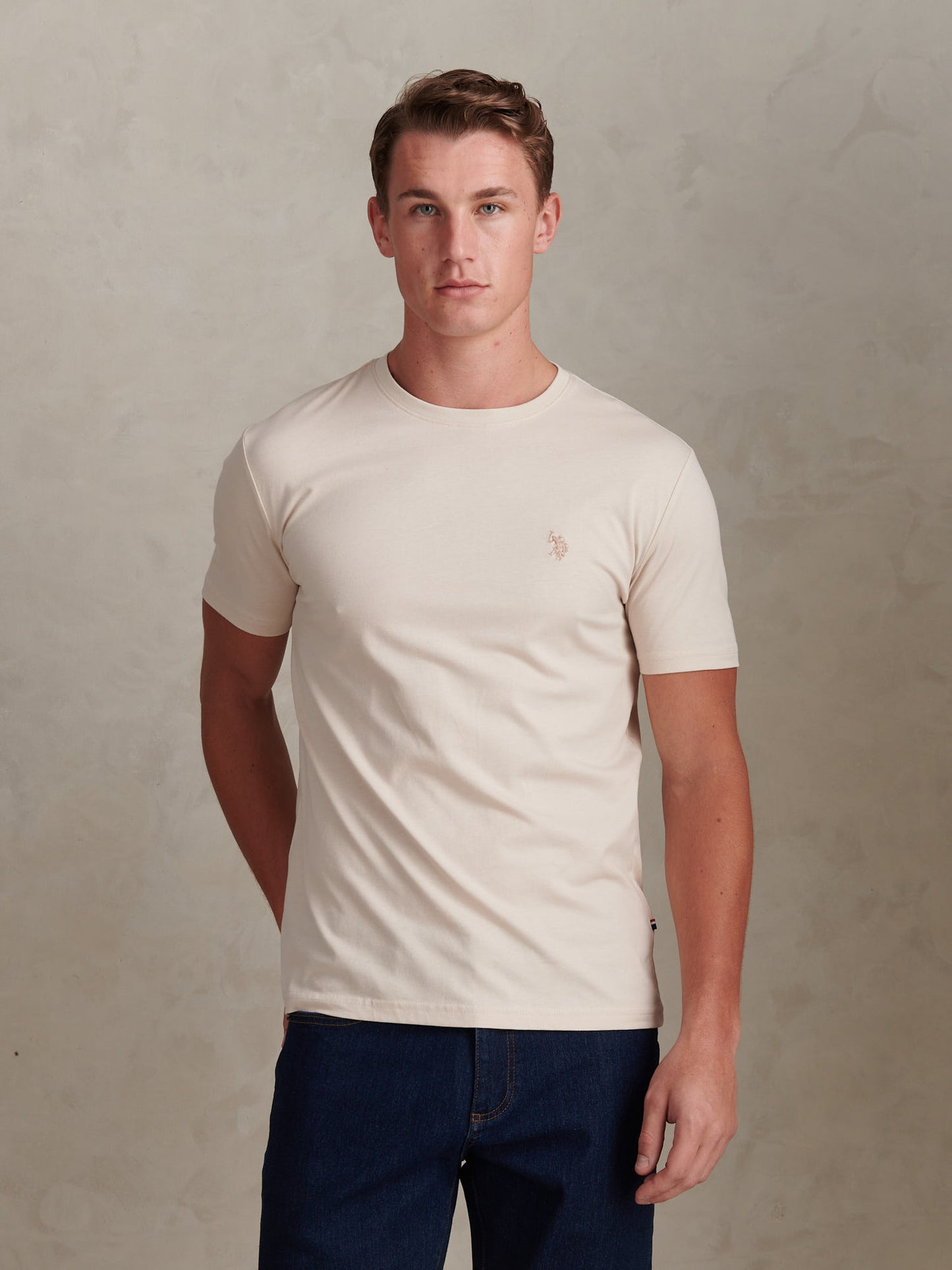 Mens Double Horsemen T-Shirt Beige