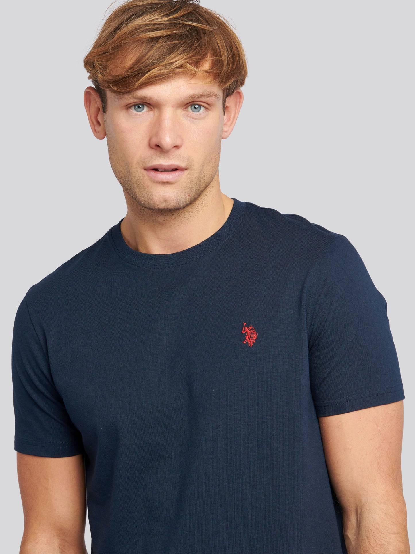 Mens Double Horsemen T-Shirt in Dark Sapphire Navy / Haute Red DHM