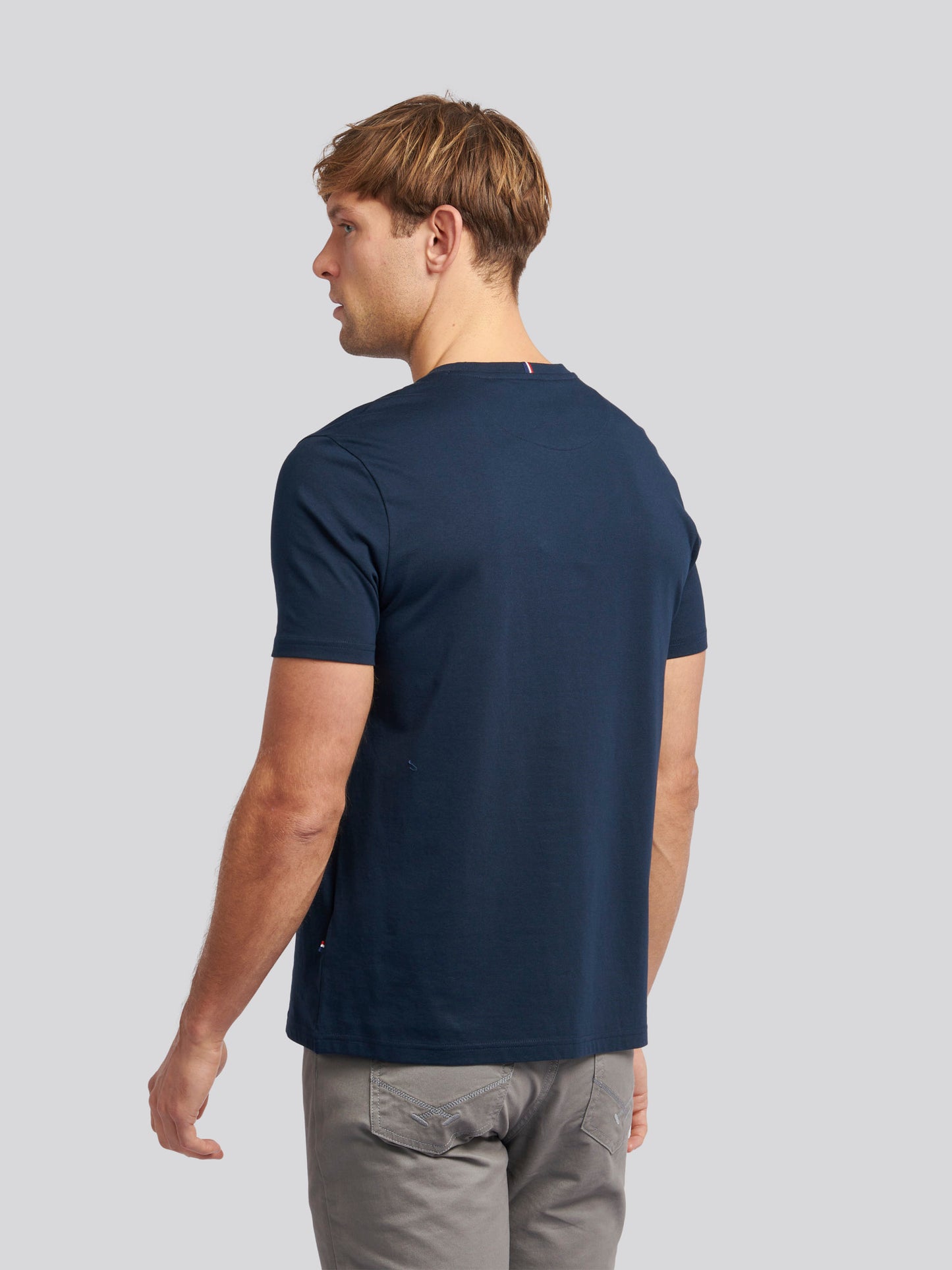 Mens Double Horsemen T-Shirt in Dark Sapphire Navy / Haute Red DHM