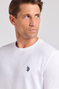 Mens Double Horsemen T-Shirt in White / Dark Sapphire Navy DHM