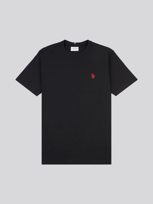 Mens Double Horsemen T-Shirt in Black / Haute Red DHM