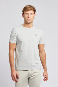 Mens Double Horsemen T-Shirt in Mid Grey Marl