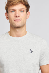 Mens Double Horsemen T-Shirt in Mid Grey Marl