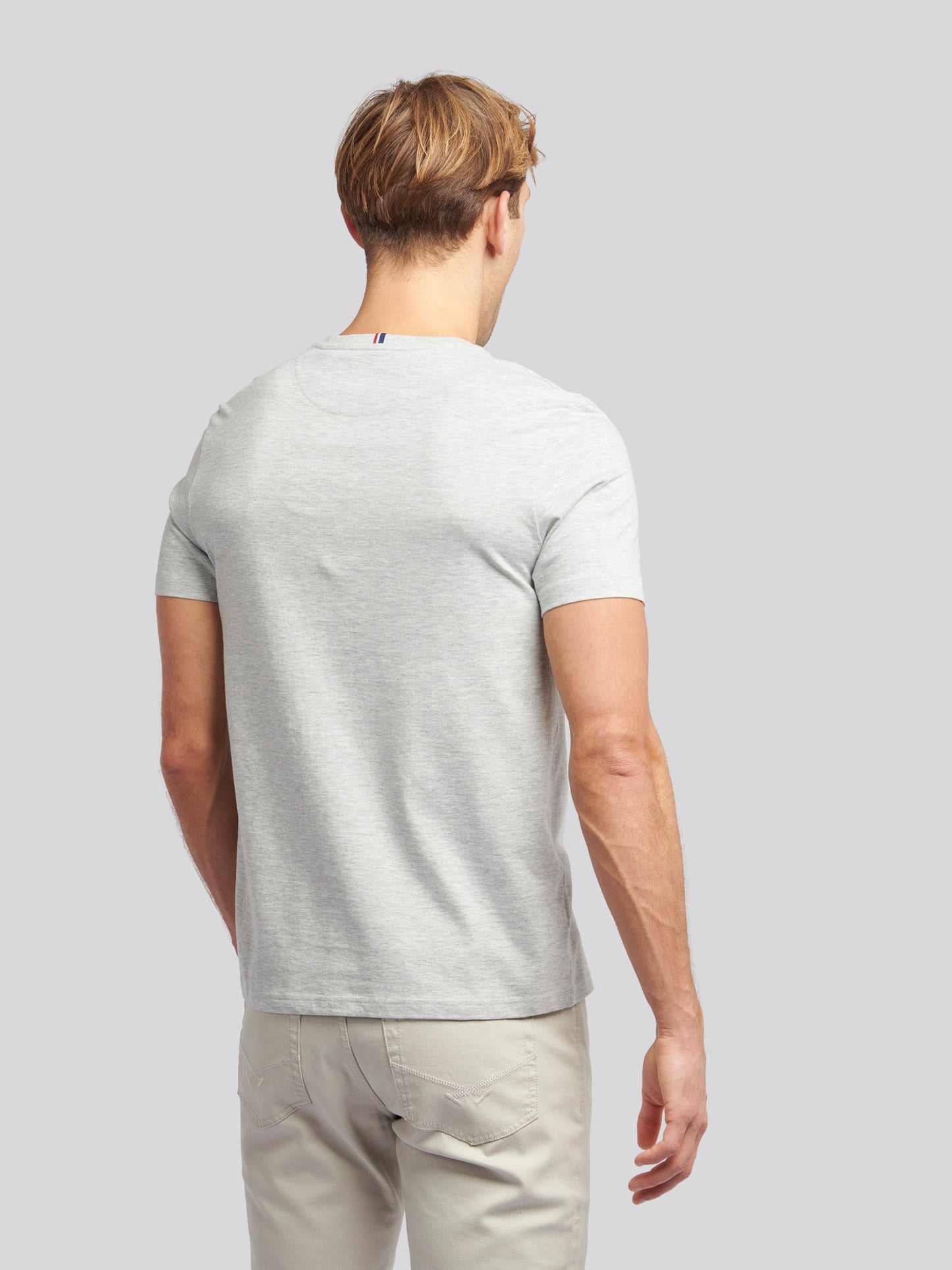 Mens Double Horsemen T-Shirt in Mid Grey Marl