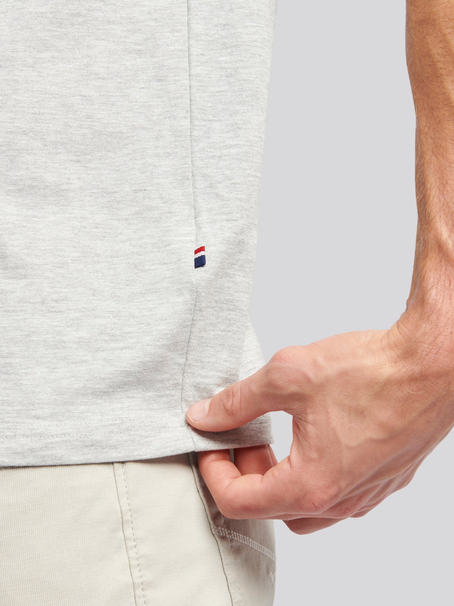 Mens Double Horsemen T-Shirt in Mid Grey Marl