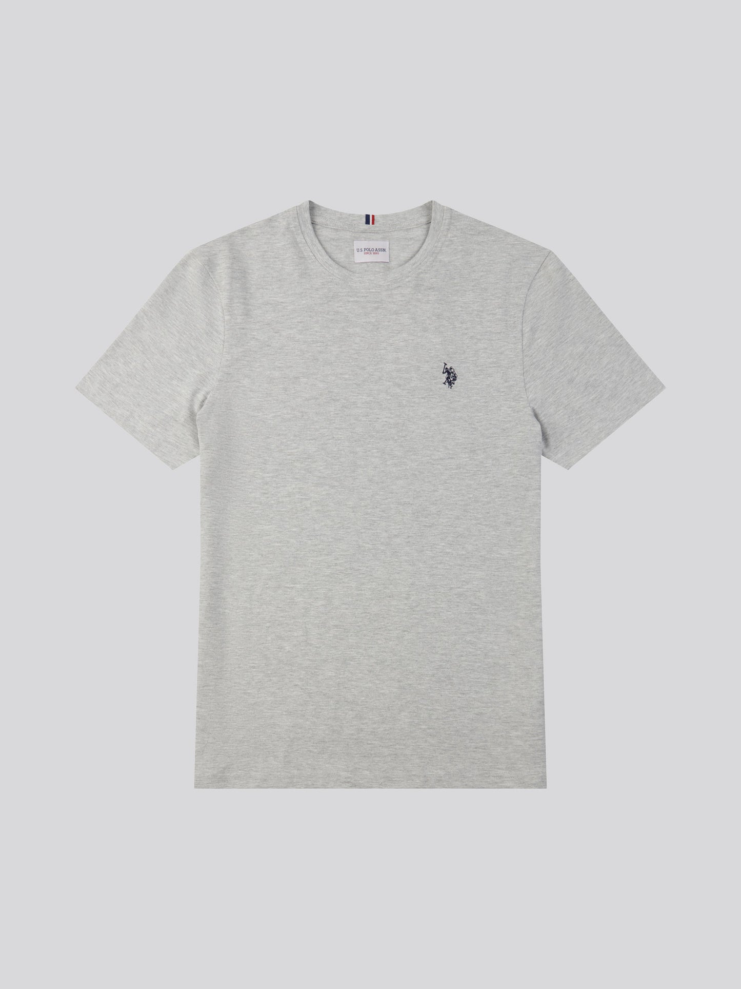 Mens Double Horsemen T-Shirt in Mid Grey Marl