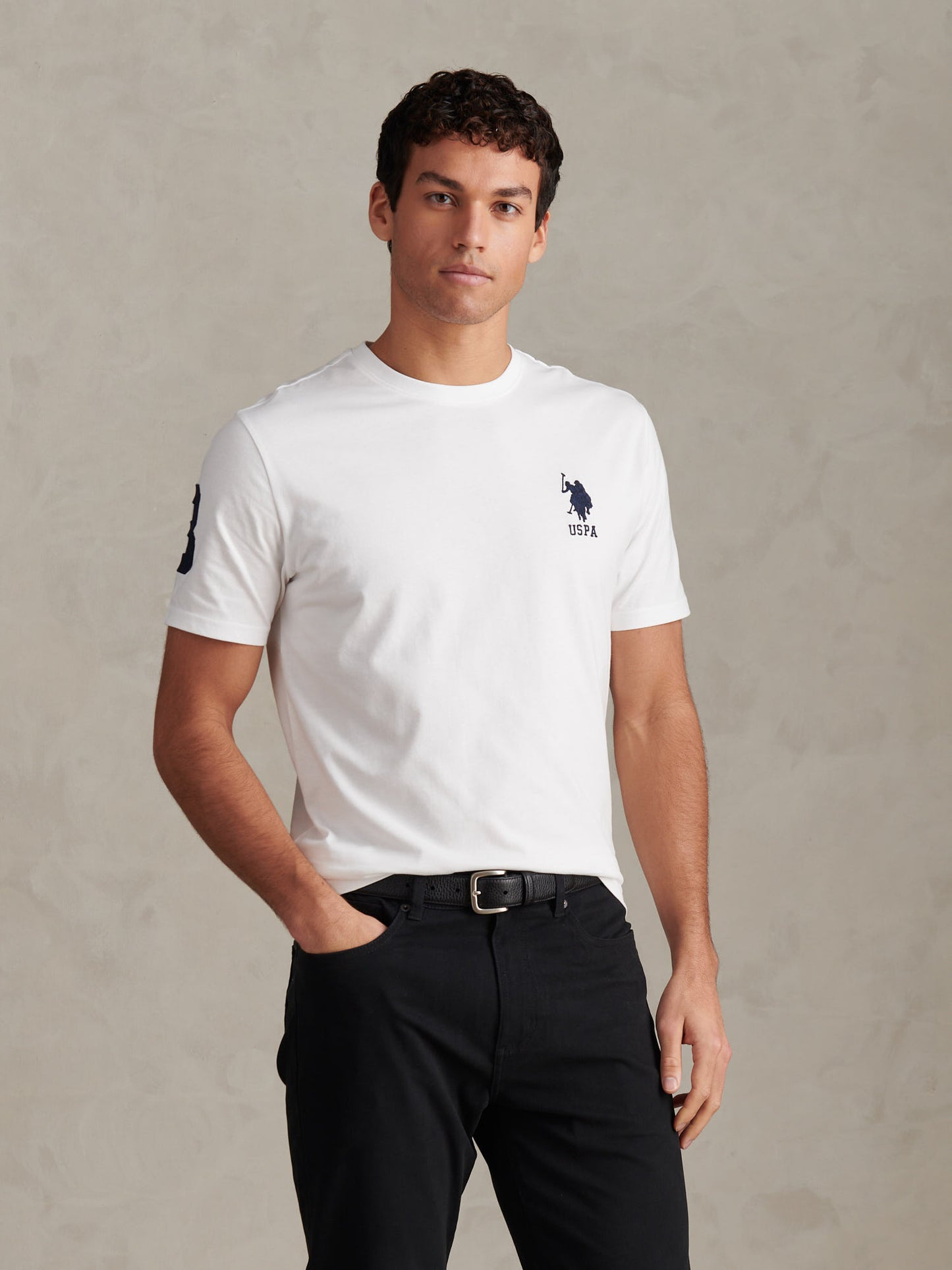 Mens Player 3 T-Shirt in White / Dark Sapphire Navy DHM