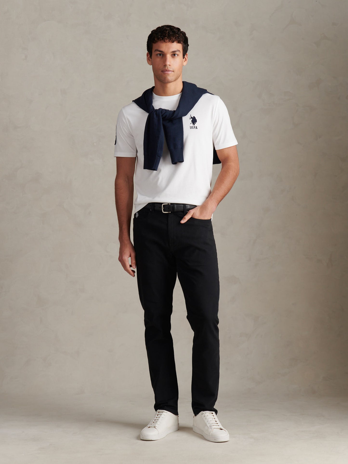 Mens Player 3 T-Shirt in White / Dark Sapphire Navy DHM