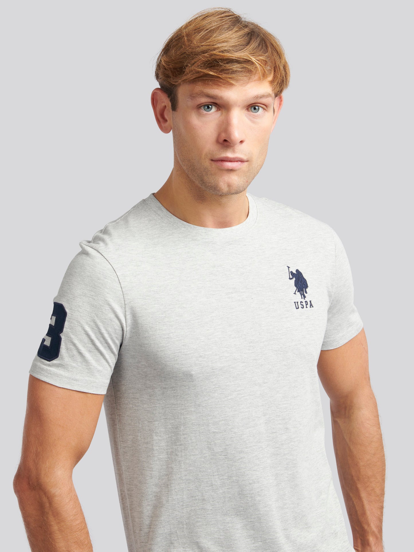 Mens Player 3 T-Shirt in Mid Grey Marl