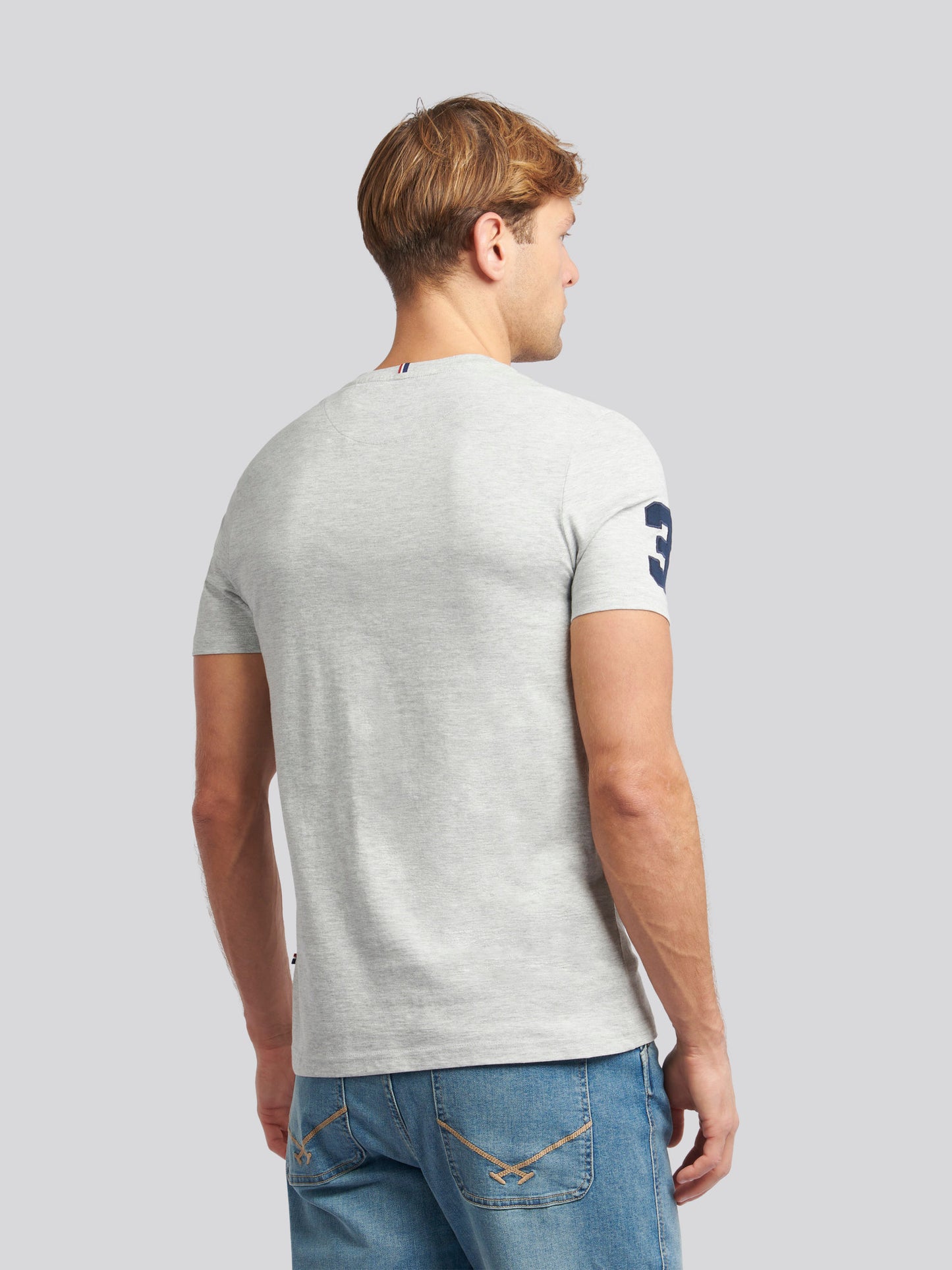 Mens Player 3 T-Shirt in Mid Grey Marl