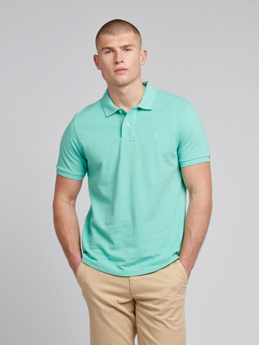 Mens Double Horsemen  Polo Shirt in Pool Blue