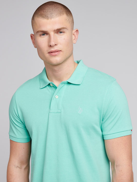 Mens Double Horsemen  Polo Shirt in Pool Blue