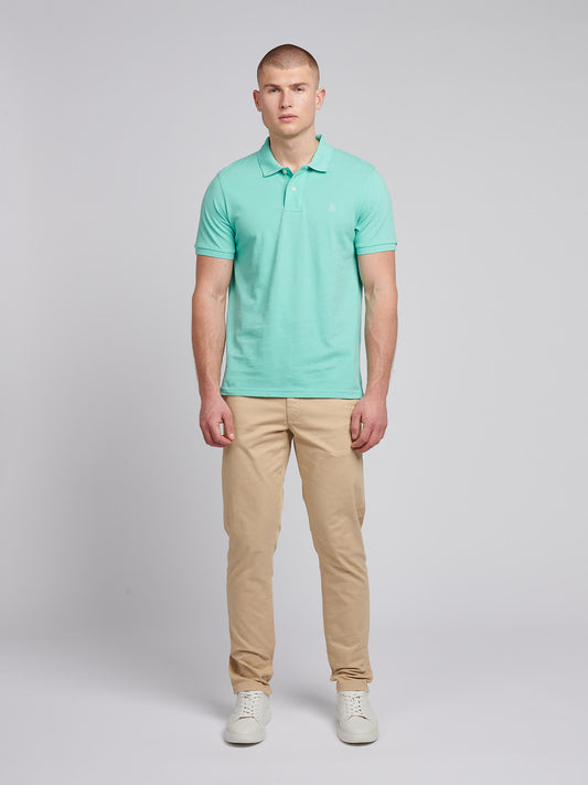 Mens Double Horsemen  Polo Shirt in Pool Blue