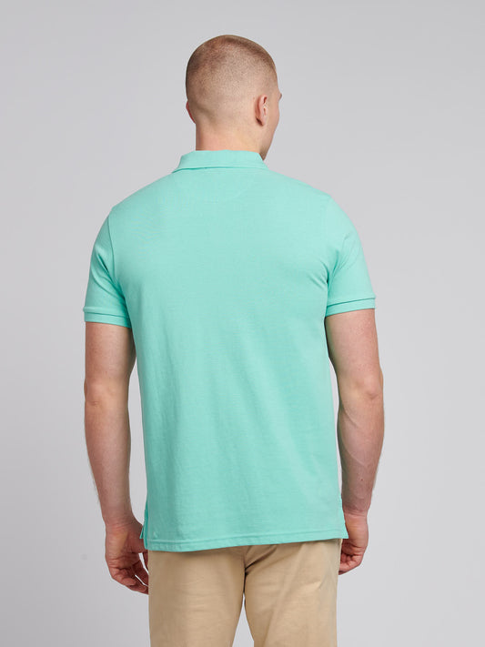 Mens Double Horsemen  Polo Shirt in Pool Blue