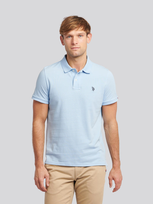 Mens Double Horsemen  Polo Shirt in Chambray Blue